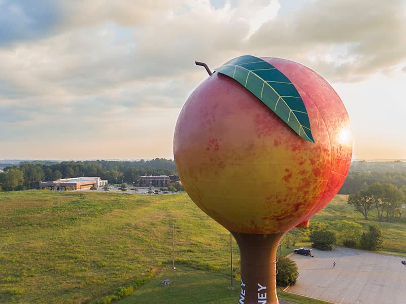 Peach Water Tank in Gaffney, SC, coated with Tnemec HydroFlon